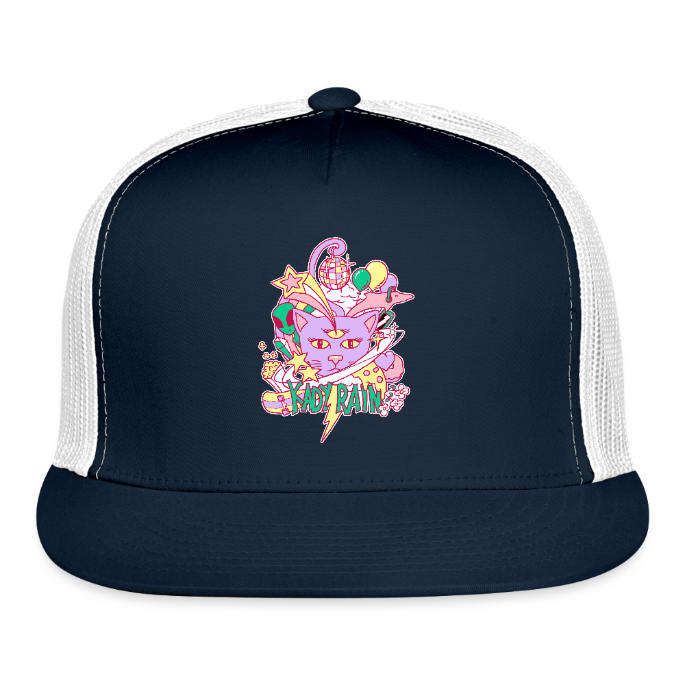 Space Cat Trucker Hat - navy/white