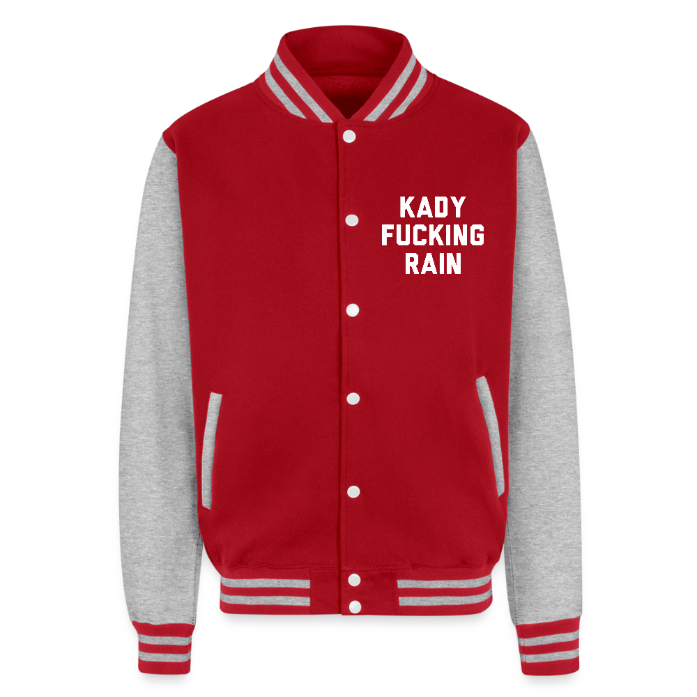 Kady F'ing Rain Just Hoods Heavyweight Letterman Jacket - red/heather grey