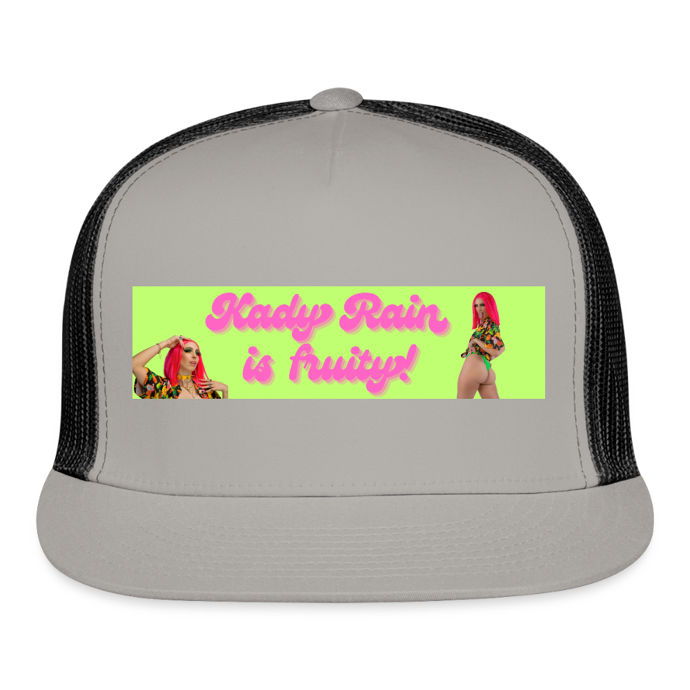 Kady Rain is Fruity Trucker Hat - gray/black