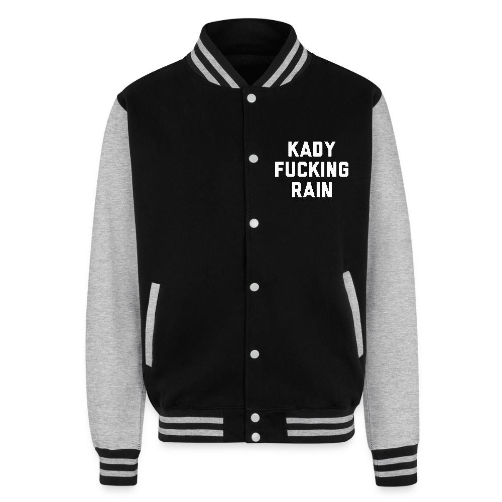 Kady F'ing Rain Just Hoods Heavyweight Letterman Jacket - black/heather grey