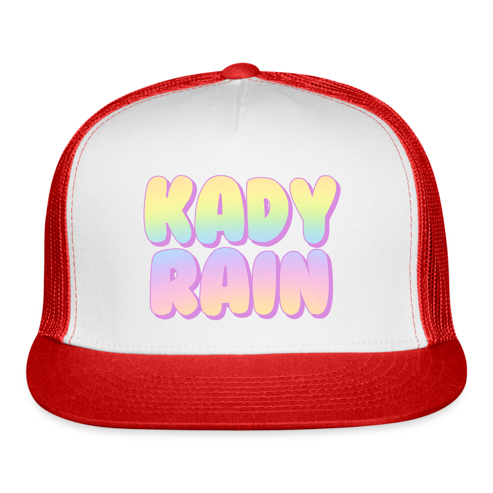 Kady Rain Rainbow Trucker Hat - white/red