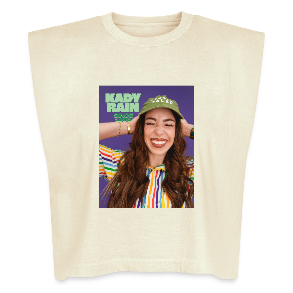 Kady Rain Since 1990 American Apparel Women's Garment Dyed Muscle Tank - faded cream