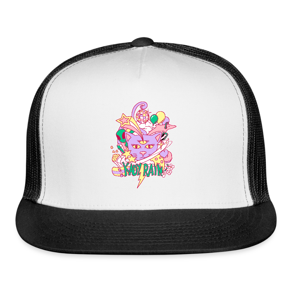 Space Cat Trucker Hat - white/black