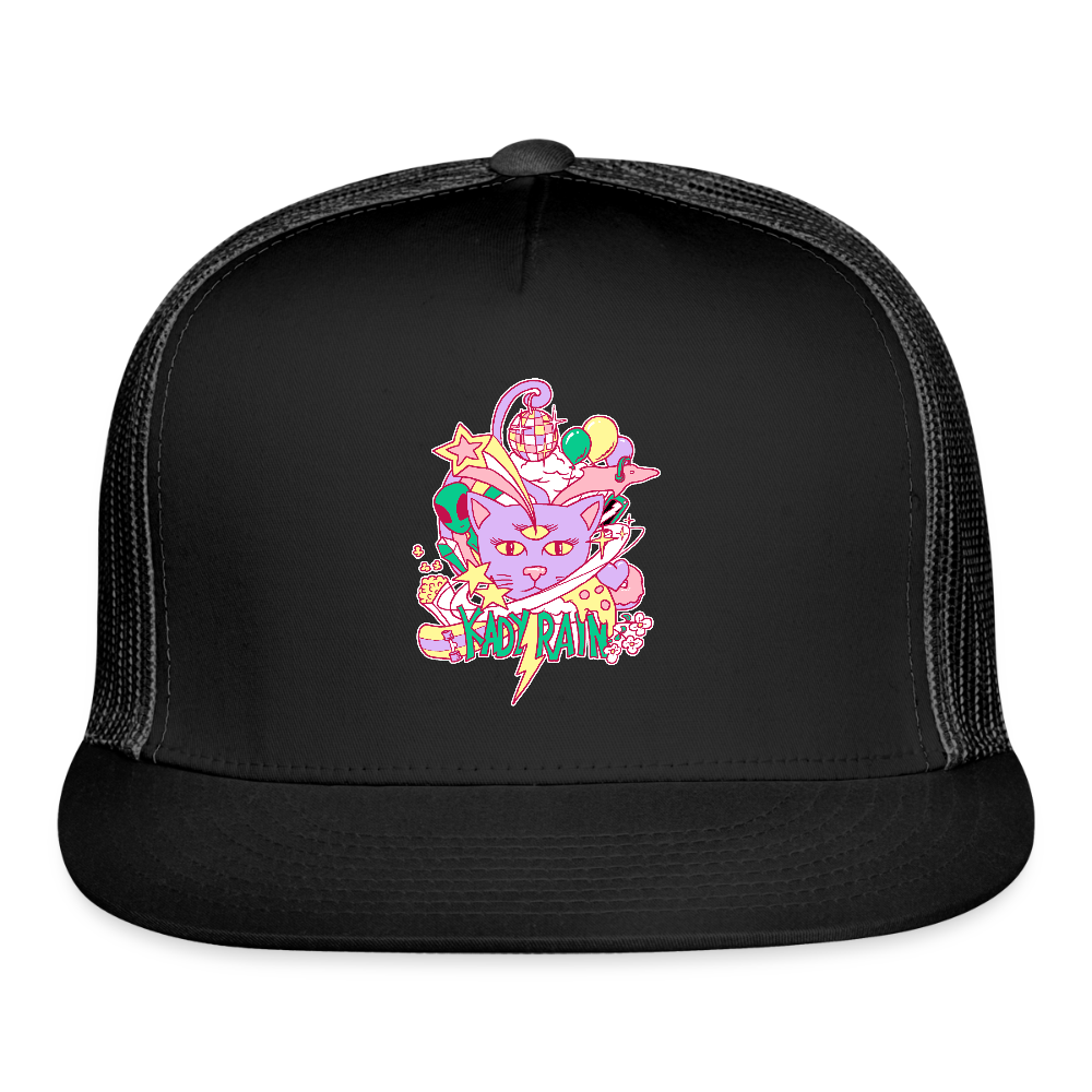 Space Cat Trucker Hat - black/black