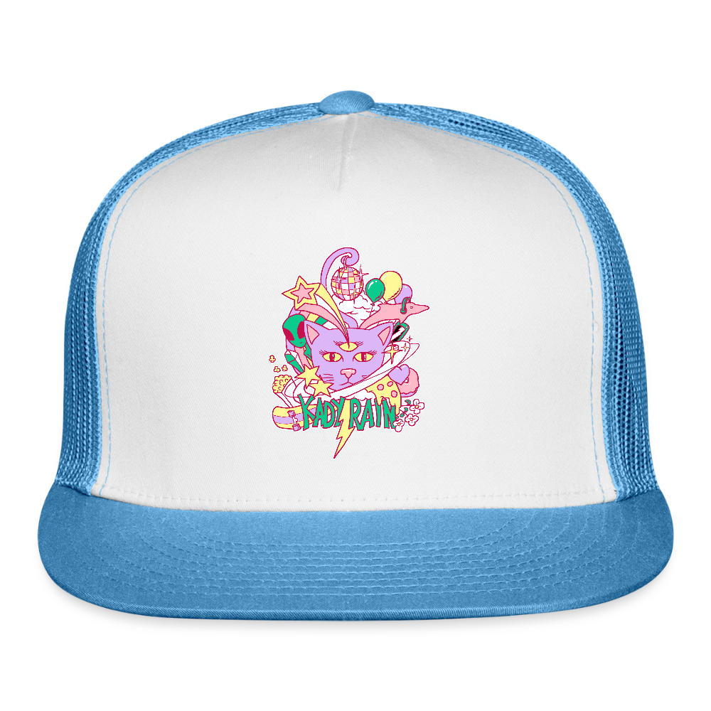 Space Cat Trucker Hat - white/blue