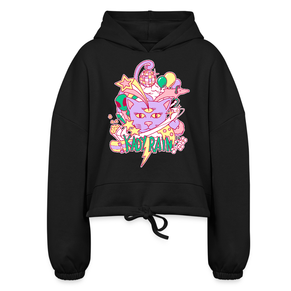 Space Cat Women’s Cropped Hoodie - black