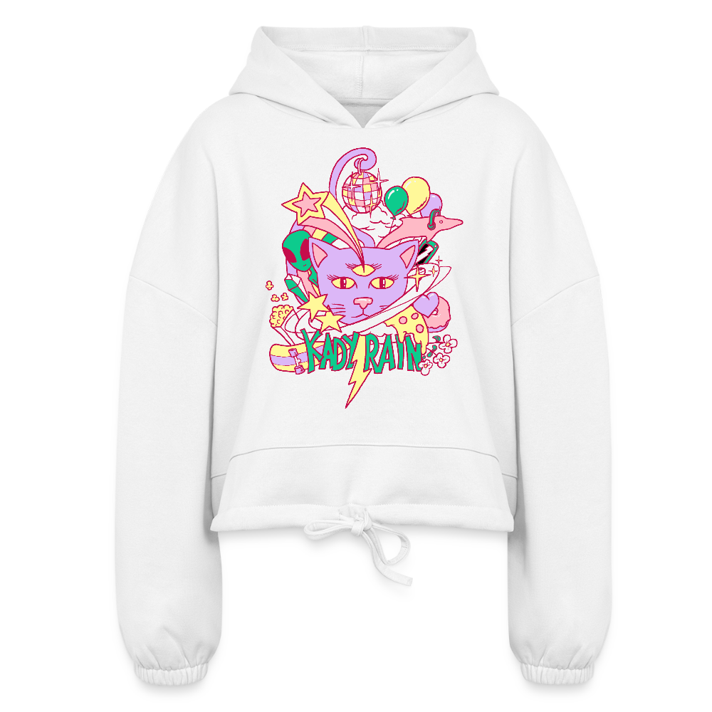 Space Cat Women’s Cropped Hoodie - white