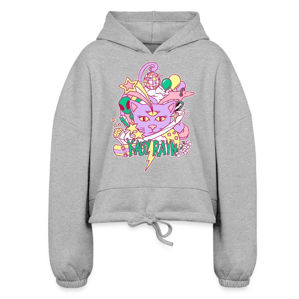 Space Cat Women’s Cropped Hoodie - heather gray