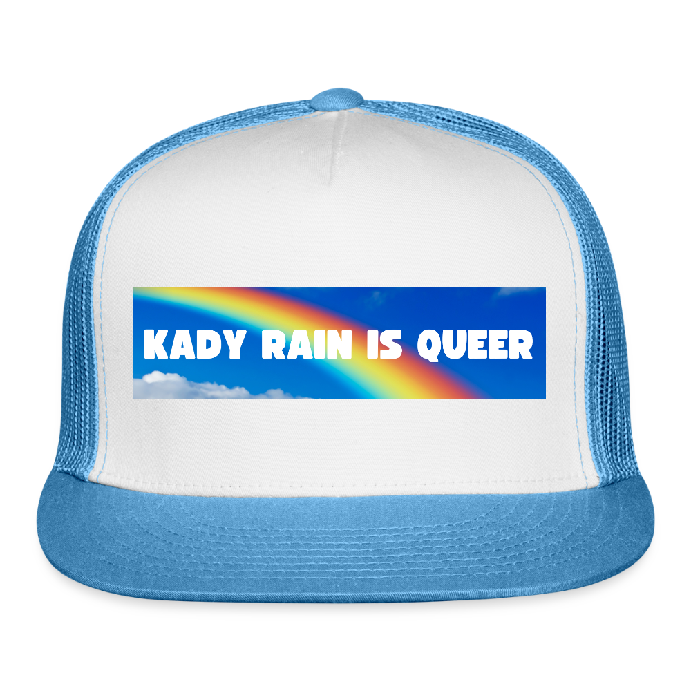 Kady Rain is Queer Trucker Hat - white/blue