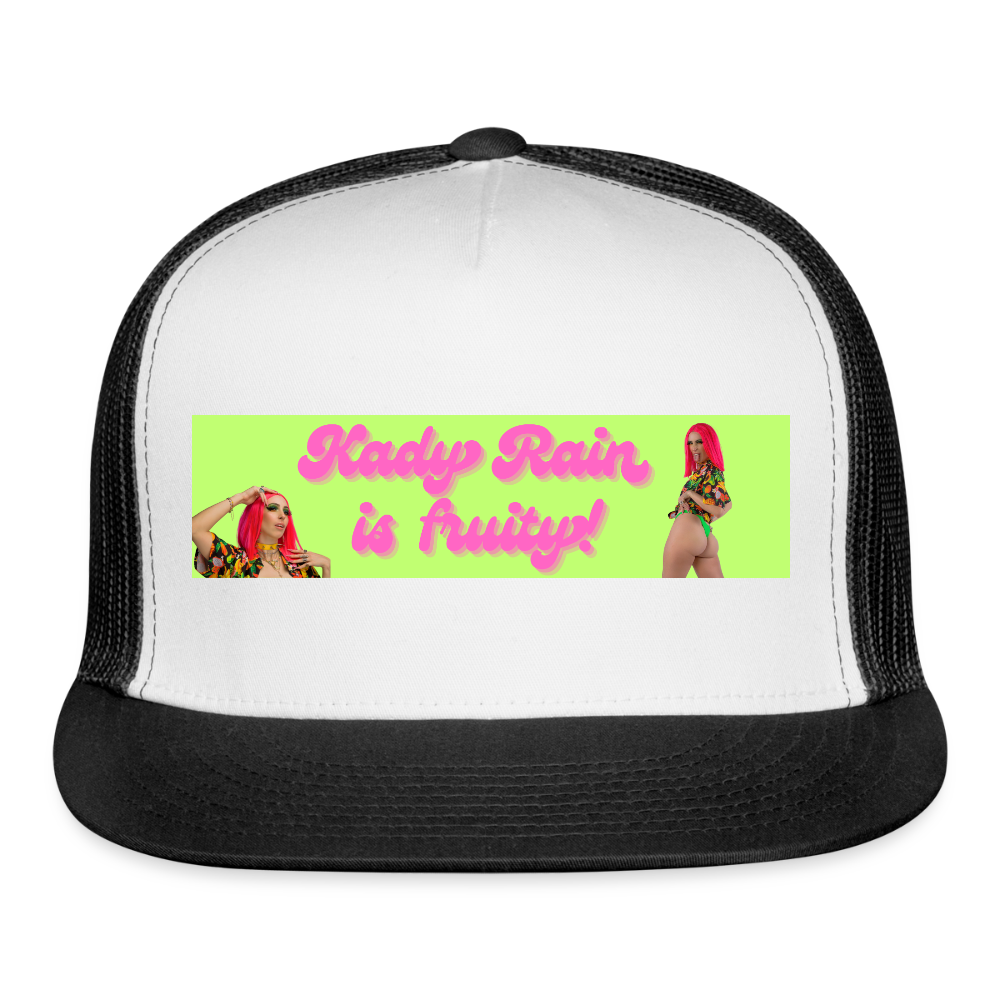 Kady Rain is Fruity Trucker Hat - white/black