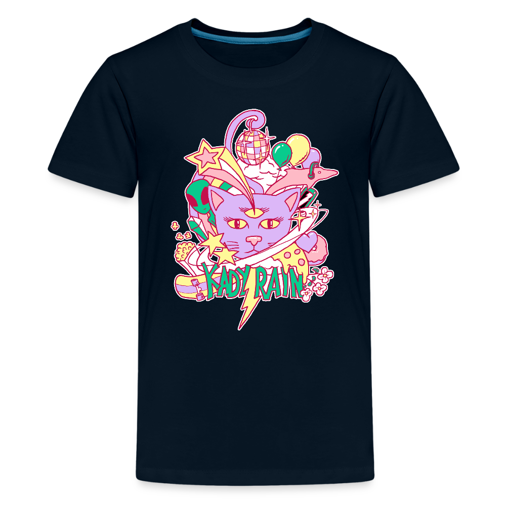 Kady Rain Space Cat Kids' Premium T-Shirt - deep navy