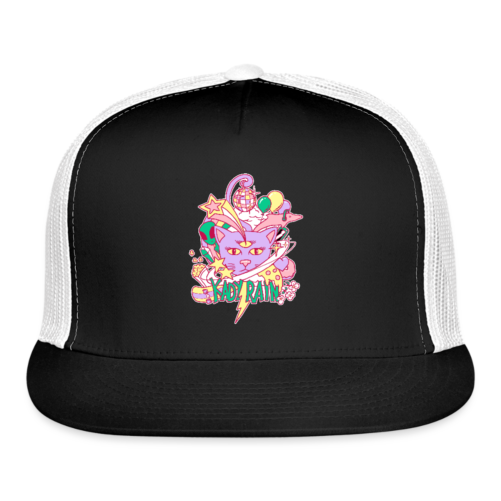 Space Cat Trucker Hat - black/white