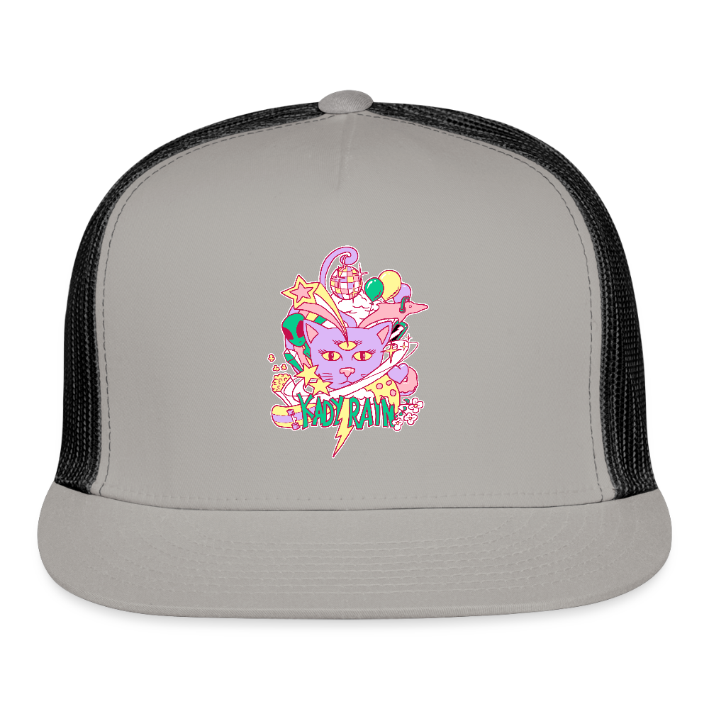 Space Cat Trucker Hat - gray/black