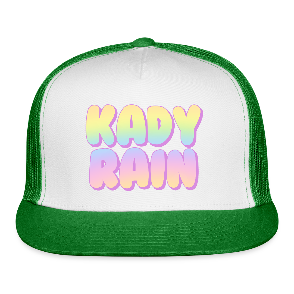 Kady Rain Rainbow Trucker Hat - white/kelly green