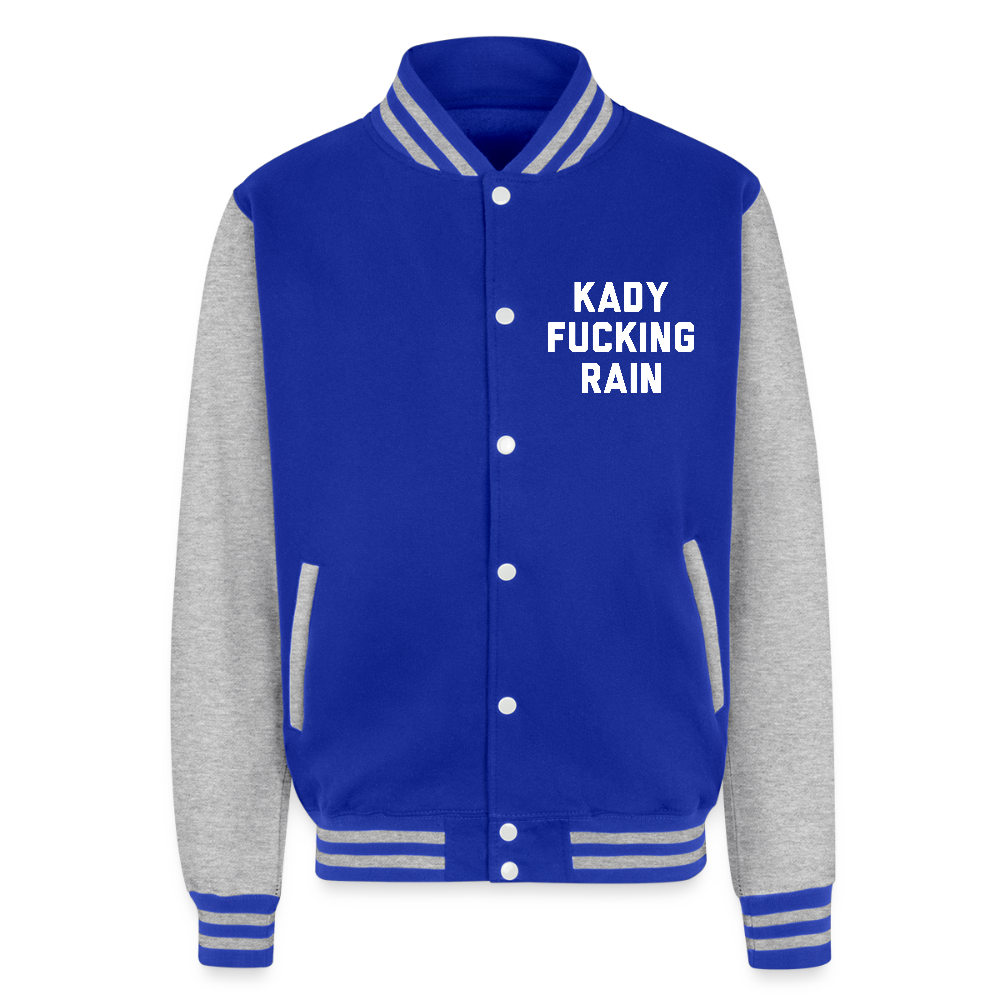 Kady F'ing Rain Just Hoods Heavyweight Letterman Jacket - royal/heather grey