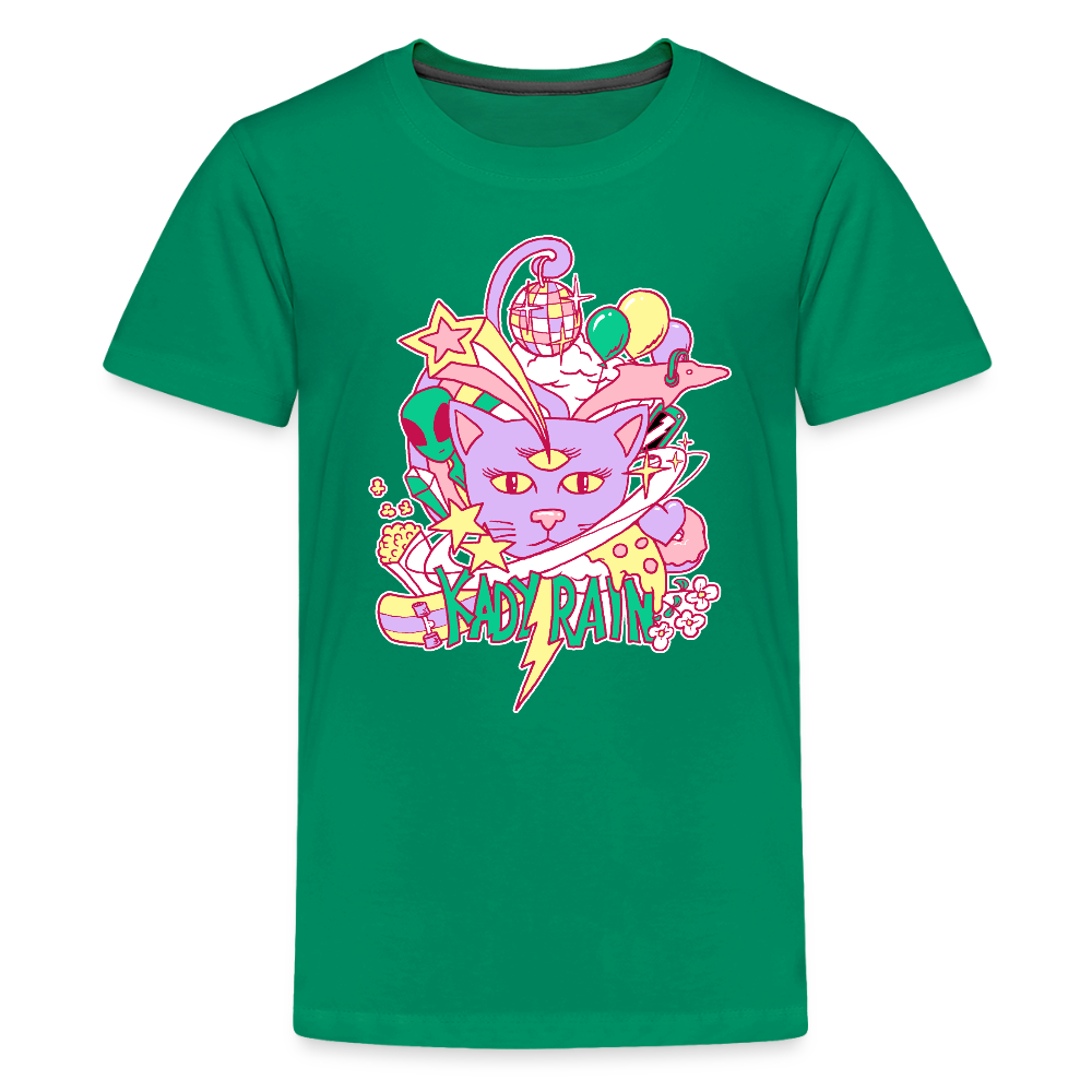 Kady Rain Space Cat Kids' Premium T-Shirt - kelly green