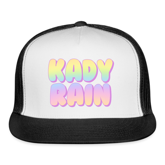 Kady Rain Rainbow Trucker Hat - white/black