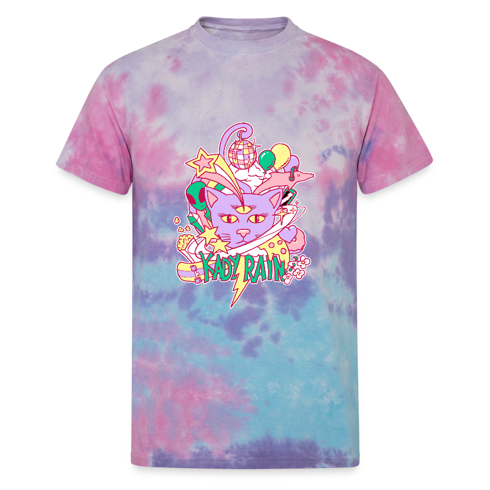 Kady Rain Space Cat Unisex Tie Dye T-Shirt - cotton candy