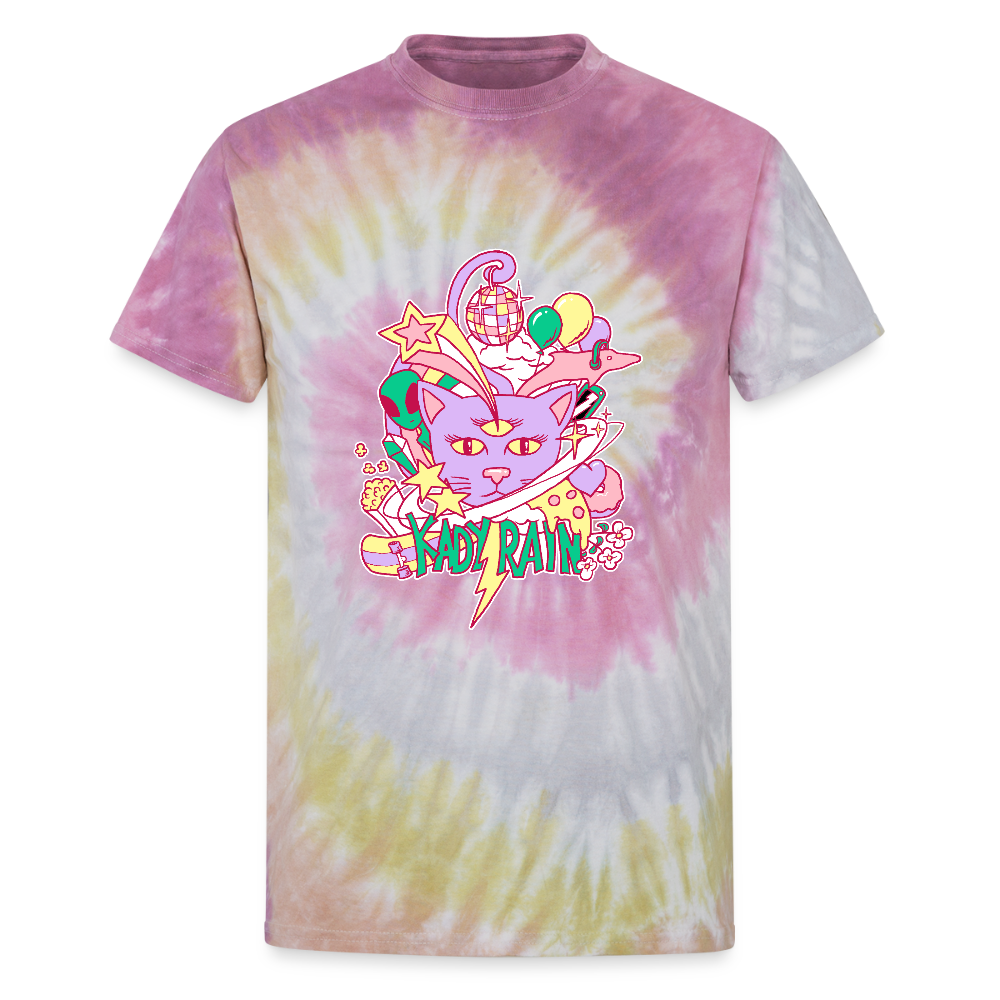 Kady Rain Space Cat Unisex Tie Dye T-Shirt - Desert Rose