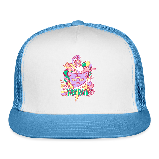 Space Cat Trucker Hat - white/blue