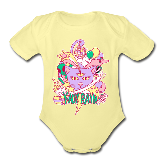 Organic Short Sleeve Baby Bodysuit - washed yellow