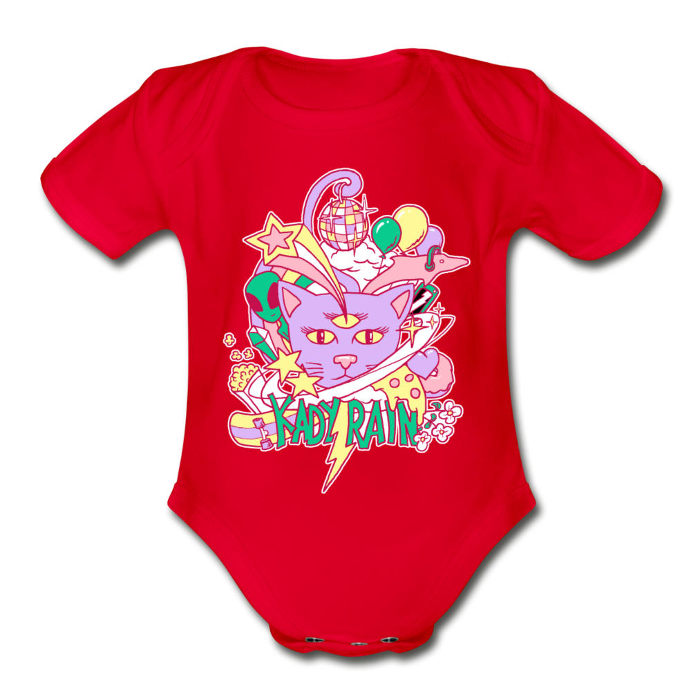 Organic Short Sleeve Baby Bodysuit - red
