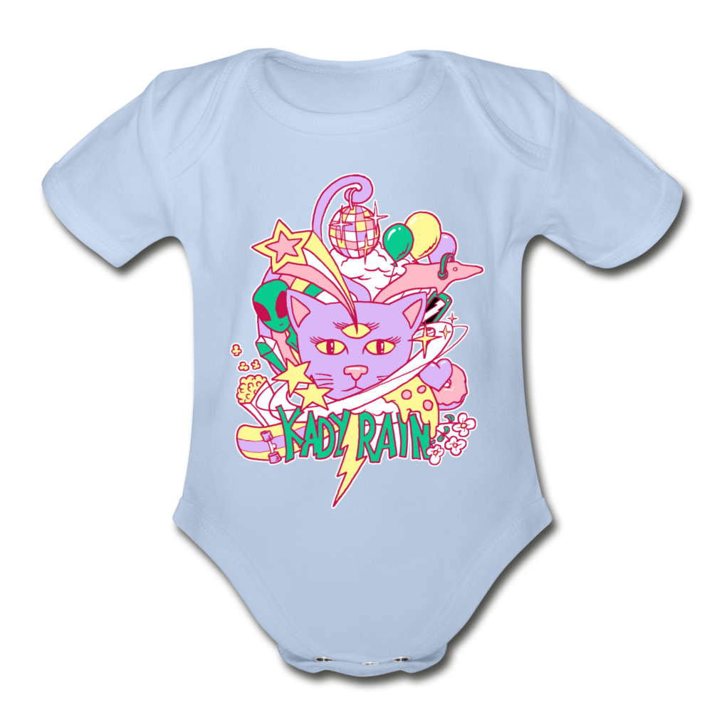 Organic Short Sleeve Baby Bodysuit - sky