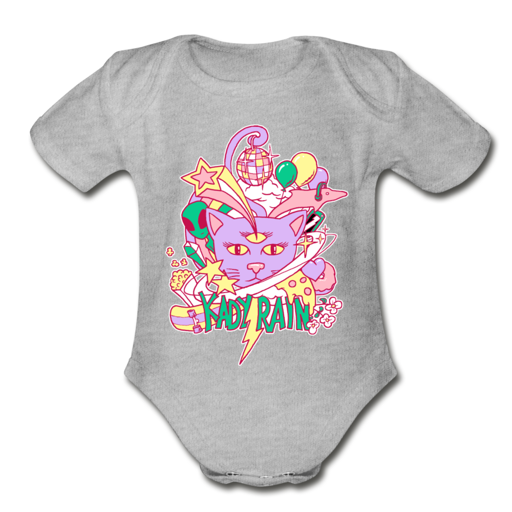 Organic Short Sleeve Baby Bodysuit - heather grey