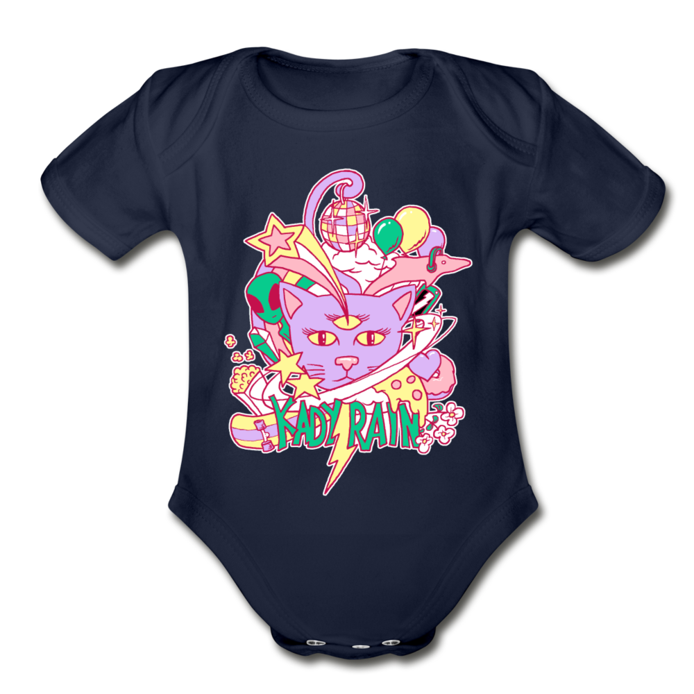 Organic Short Sleeve Baby Bodysuit - dark navy