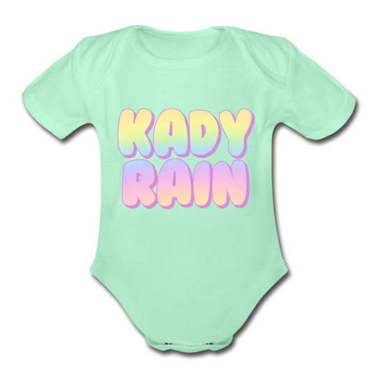 Organic Short Sleeve Baby Bodysuit - light mint