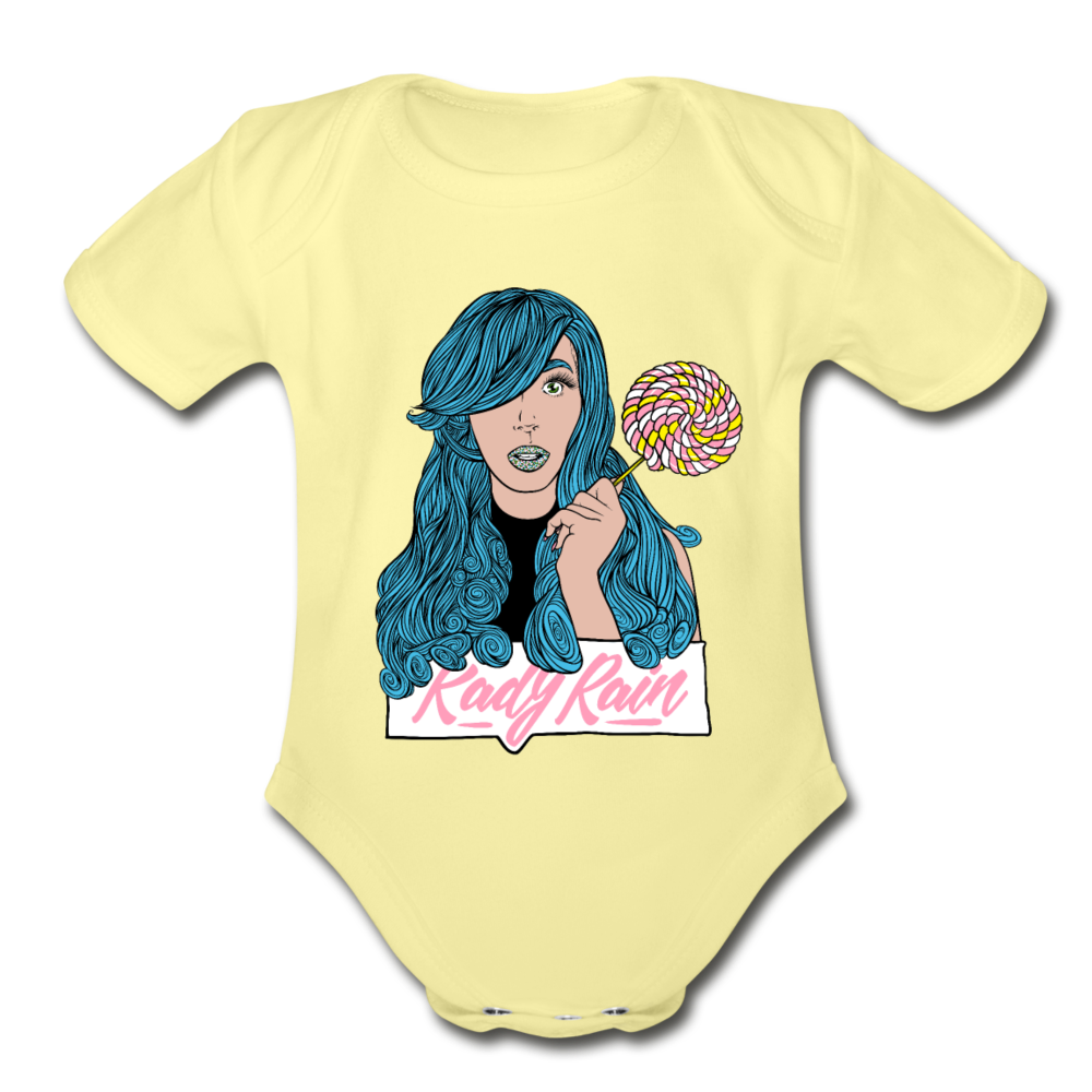 Organic Short Sleeve Baby Bodysuit - washed yellow