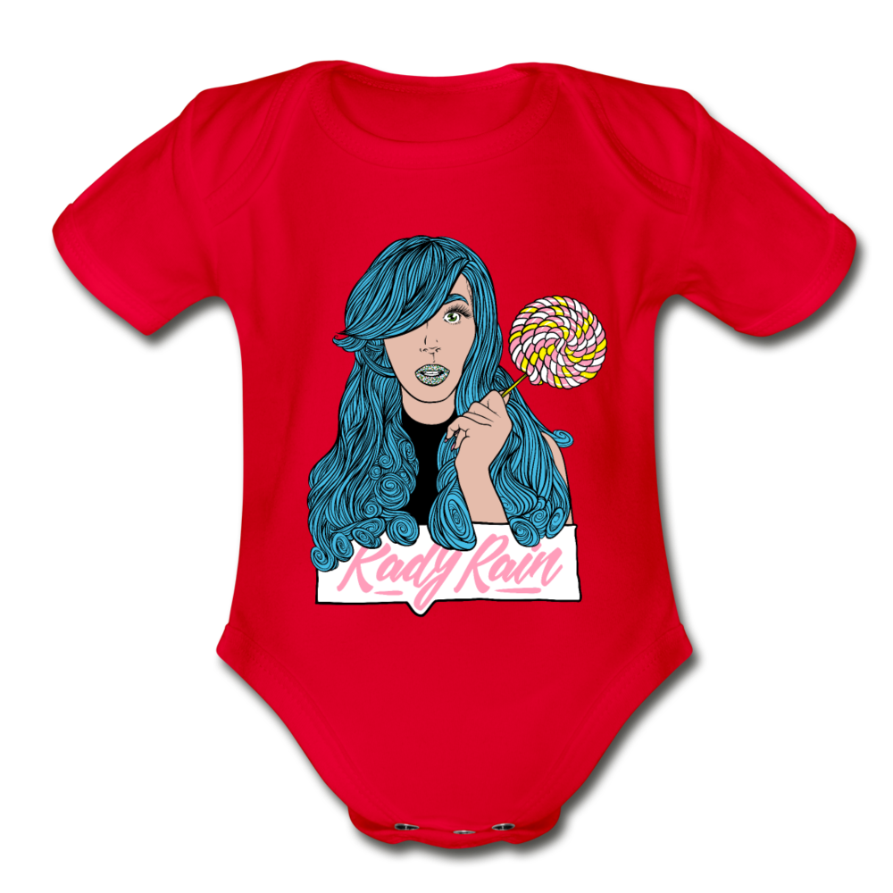 Organic Short Sleeve Baby Bodysuit - red