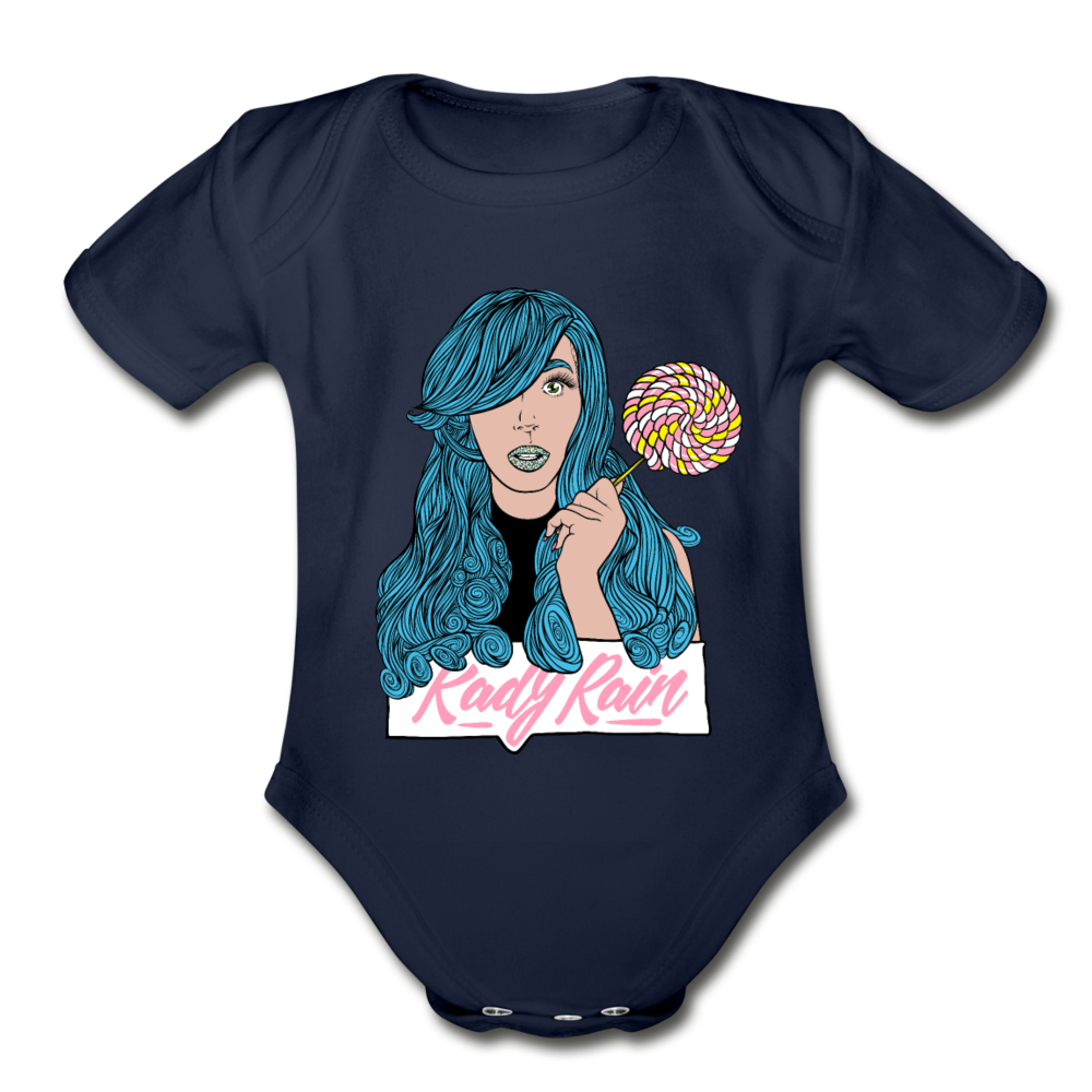 Organic Short Sleeve Baby Bodysuit - dark navy