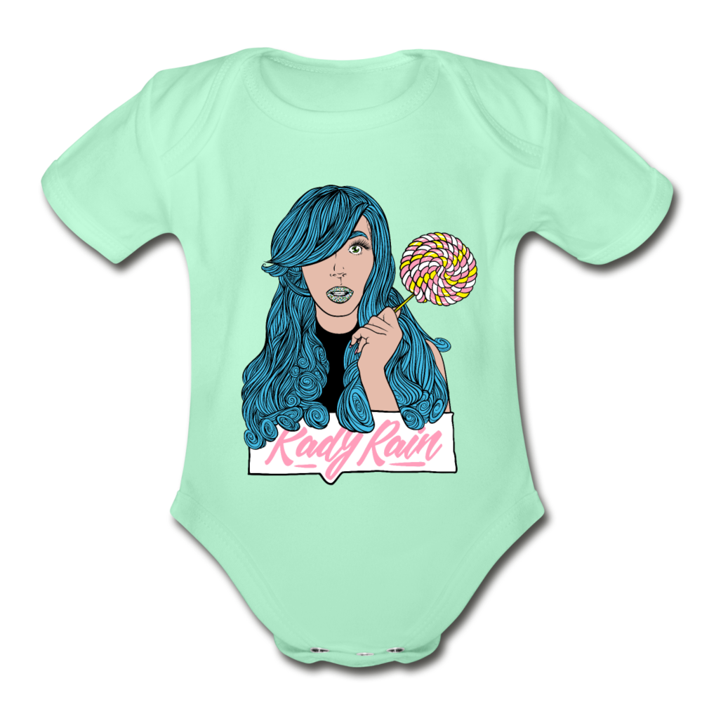 Organic Short Sleeve Baby Bodysuit - light mint