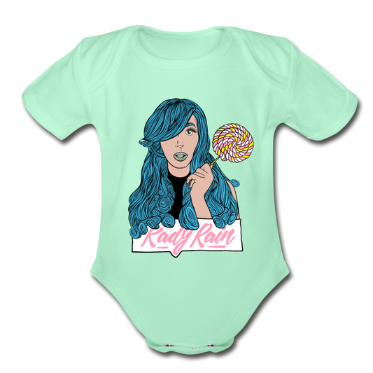 Organic Short Sleeve Baby Bodysuit - light mint